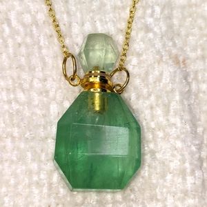 Green Flourite Perfume Pendant Necklace
